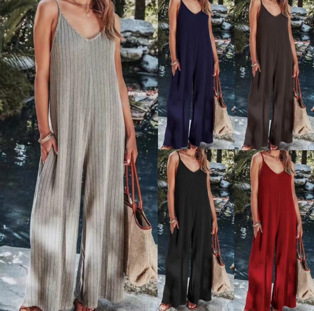 Dame jumpsuit i afslappet snit med fine striber Stilla