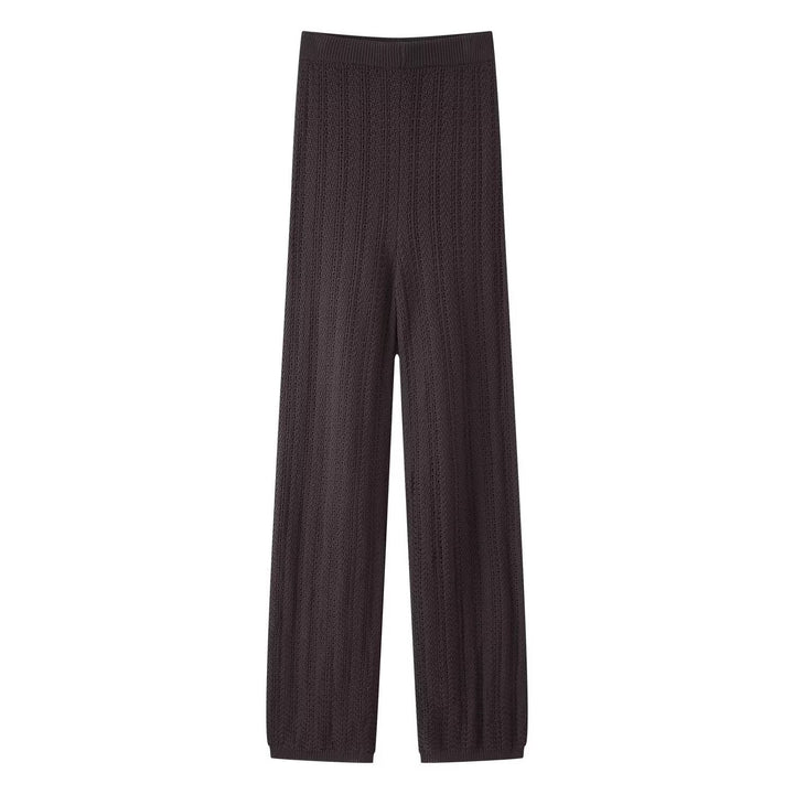 Dame bred strikkebukser med elastisk talje og ribbestrik Stilla