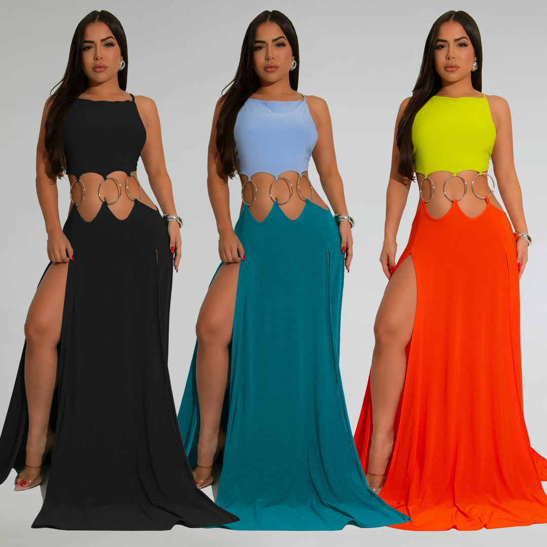 Damer Elegante Maxikjole med sidelæns cut-outs og detaljeprydet bånd Stilla
