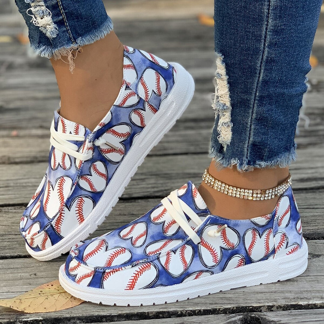 Dame Sneakers med kreativt baseball-design Stilla