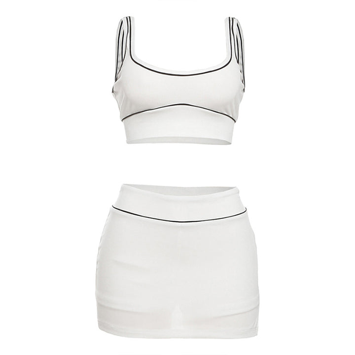 Dame Sporty Crop-Top og Nederdel Sæt Stilla