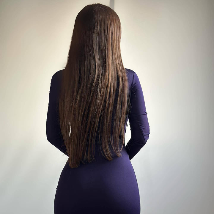 Dame Elegant Wrap Kjole med asymmetrisk Skulderdesign Stilla