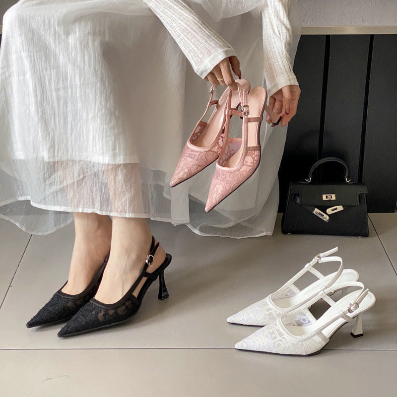 Dame Slingback Pumps med fint spidsemateriale og vidunderlige detaljer Stilla