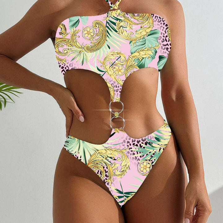 Dame én-delt badedragt med moderne cut-out og glimtende detaljer Skovae