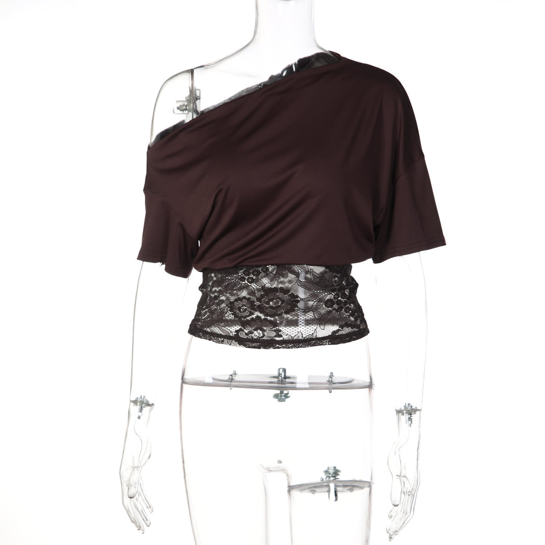 Dame Off-Shoulder Bluse med blondekant Skovae