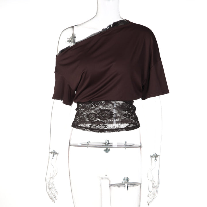 Dame Off-Shoulder Bluse med blondekant Skovae