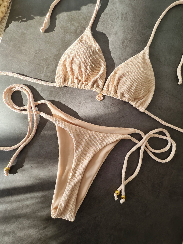 Dame triangel-bikini med elastiske bånddetaljer Skovae