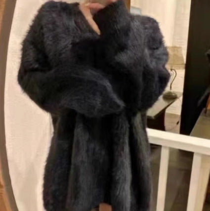 Damer Fluffy V-hals Sweater lavet af Mohair Stilla
