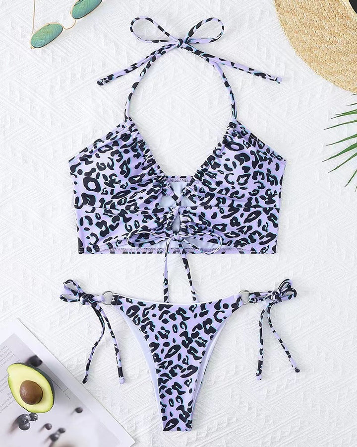 Dame Bikini-sæt med spændende leopardmønster og justerbare stropper Skovae