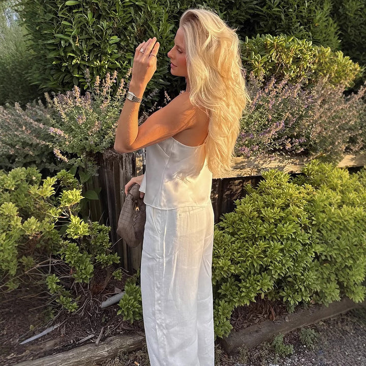 Dame elegant top med spidsel pynt og flydende snit Stilla
