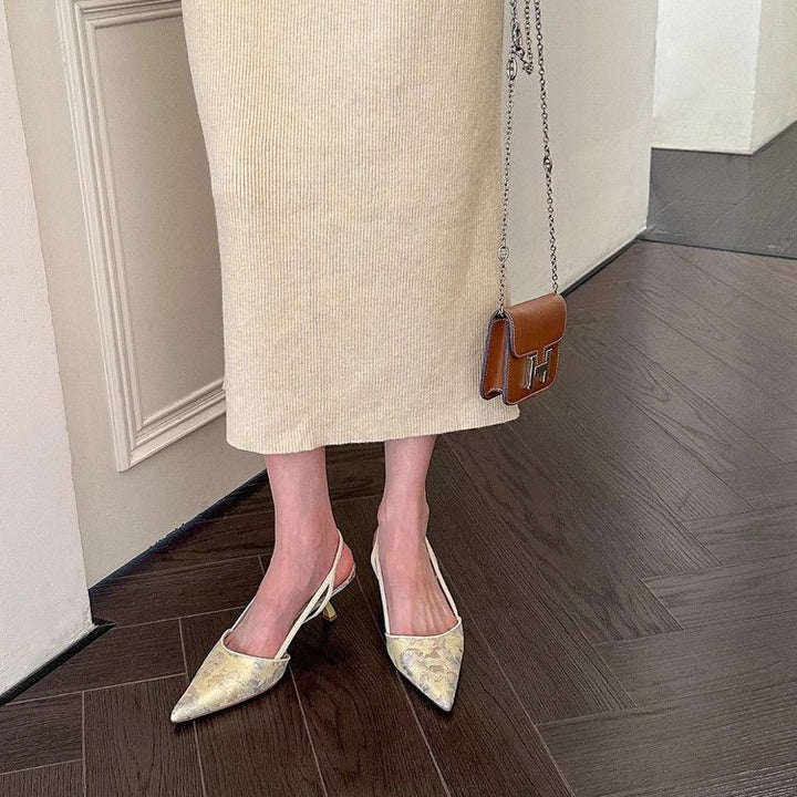 Dame Elegant Spids-tå Slingback-Pumps med smart detalje Stilla