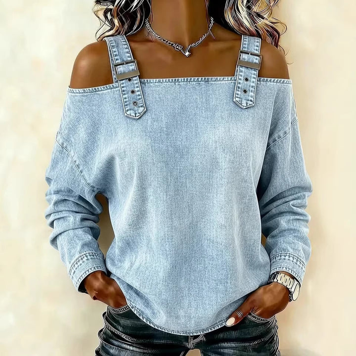 Dame casual sweatshirt med dekorative skulderdetaljer Skovae