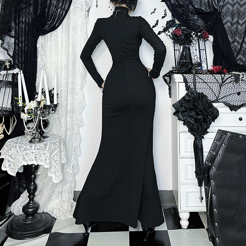 Kvinder Elegant Lang Aftenkjole i Viktoriansk Stil med Blonder detaljer