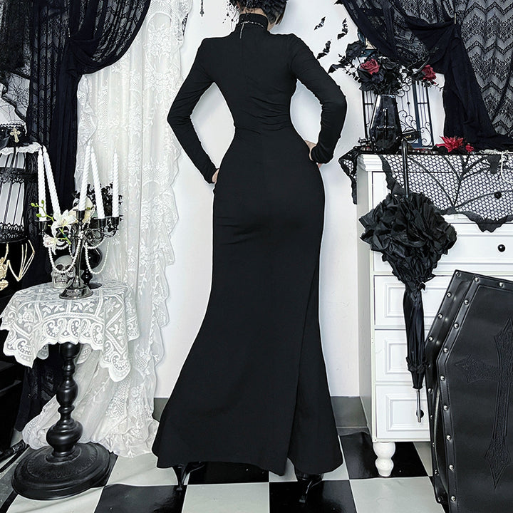 Kvinder Elegant Lang Aftenkjole i Viktoriansk Stil med Blonder detaljer
