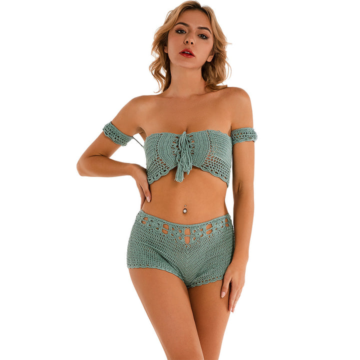 Dame Håndcrochet Crop-Top og Shorts-Sæt Stilla