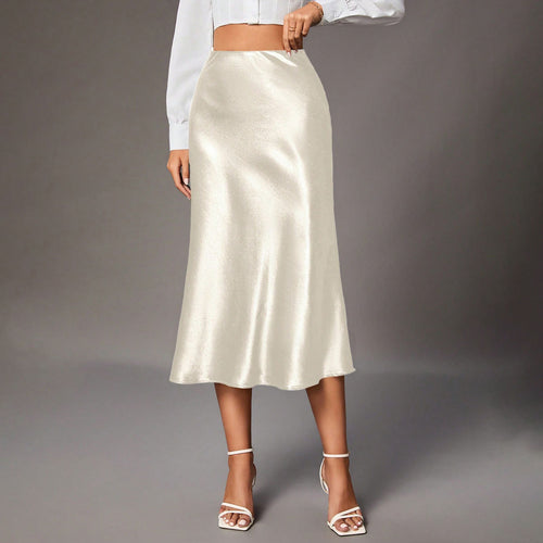 Dame Elegant A-linje Satin nederdel med flydende snit Skovae