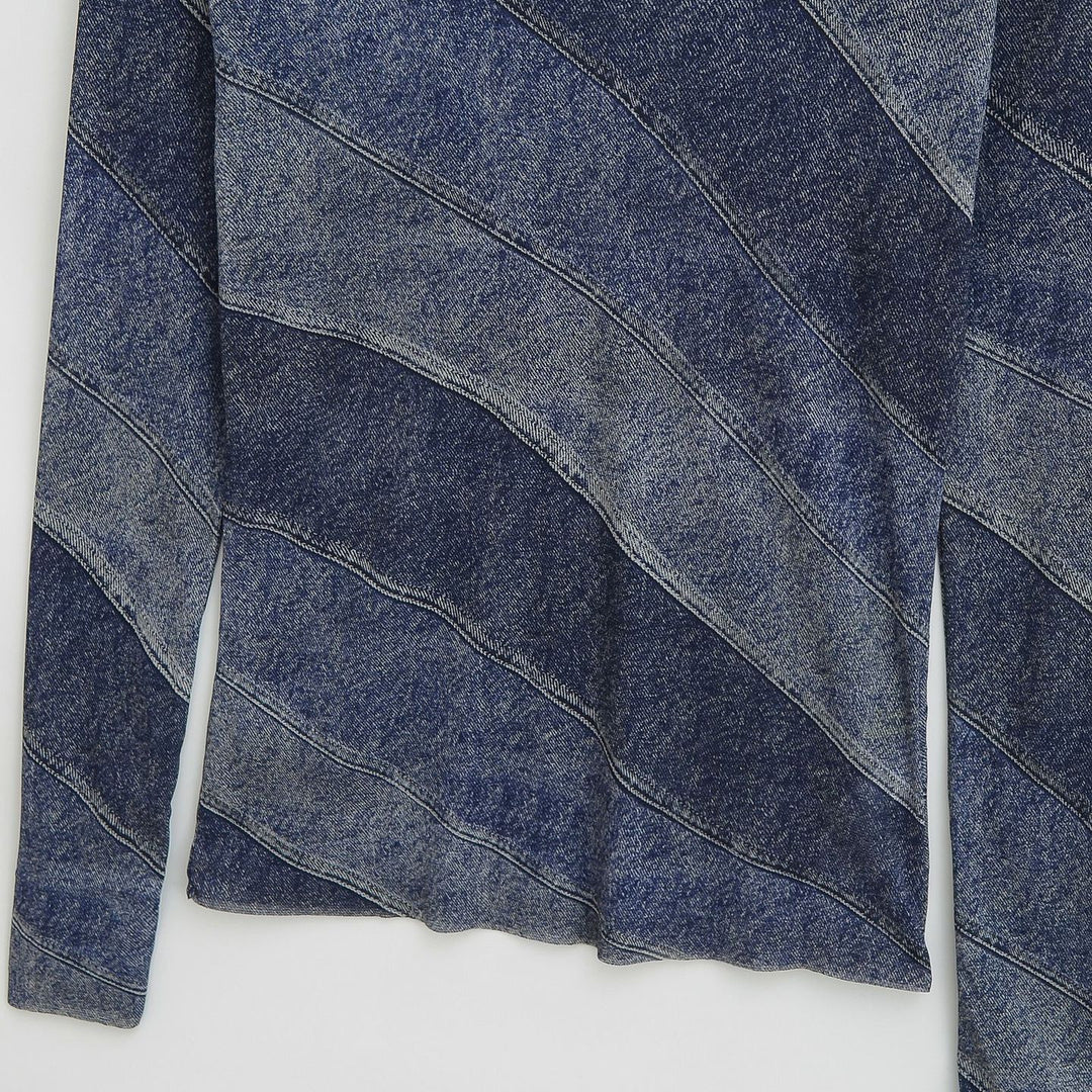 Dame Langærmet skjorte med modet Denim-design og raffinerede diagonale mønstre Stilla