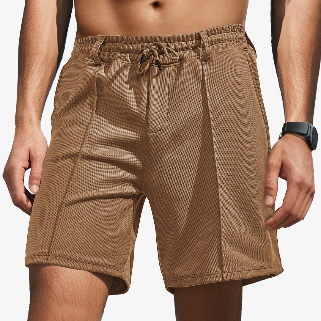Herrer knælange sportshorts med netstruktur, elastisk tunneltræk og bæltestropper Skovae