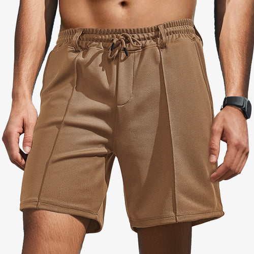 Herrer knælange sportshorts med netstruktur, elastisk tunneltræk og bæltestropper Skovae