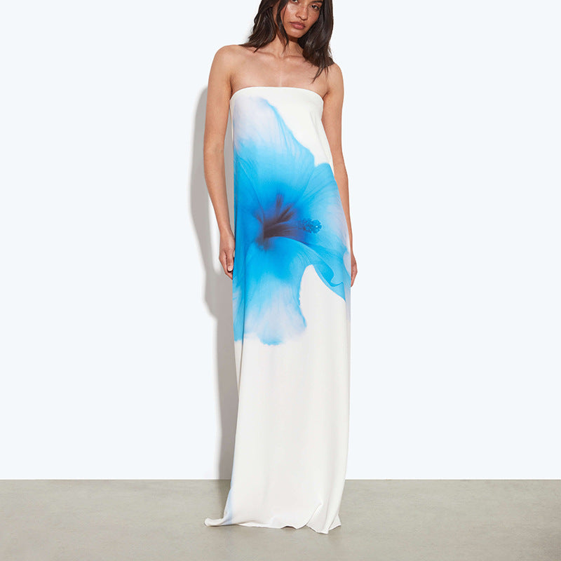 Femme Strapless Blomster Maxi Kjole Stilla