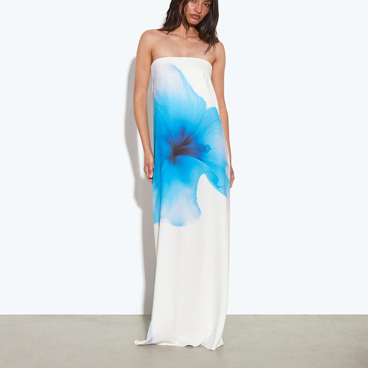 Femme Strapless Blomster Maxi Kjole Stilla