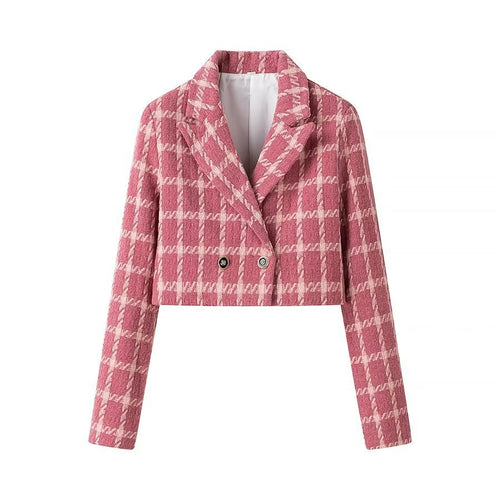 Femme Cropped Teksturiseret Blazer med Dobbelt Knapsystem Stilla