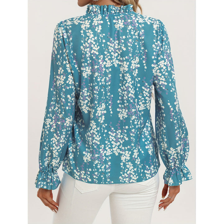Femme Blomstret V-Hals Bluse med Rufflesleeves Stilla