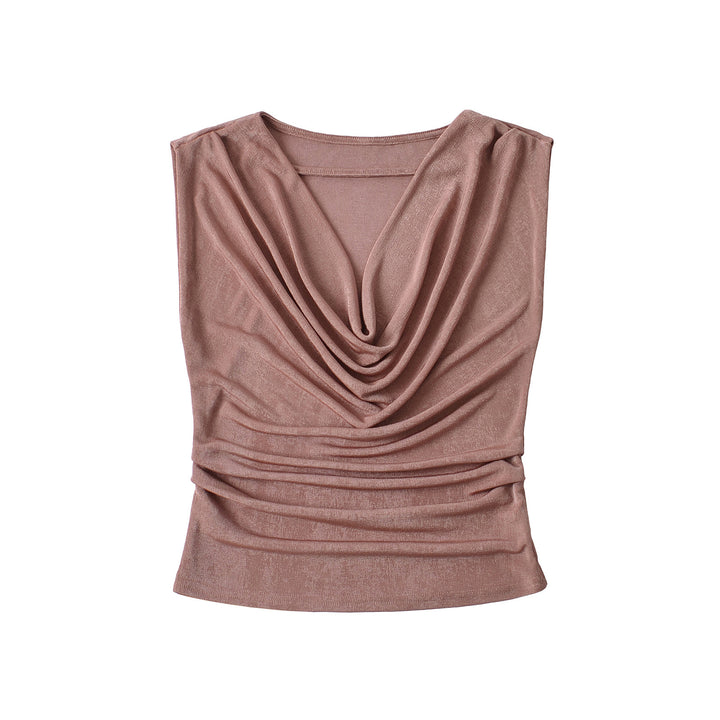 Dame top med elegant drapering og glat stof Stilla