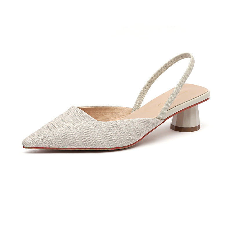 Dame Chic Slingback-hæle med unikt struktureret stof og moderne blokhæle Stilla