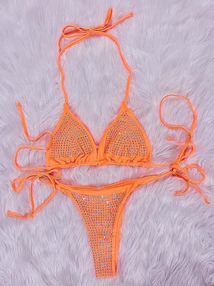 Kvinder Glitrende Rhinsten Bikini Sæt Stilla