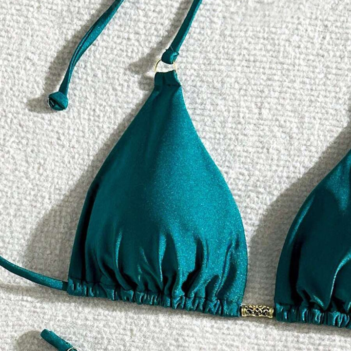 Dame Triangel-Bikini med glitrende accenter og justerbare bånd Stilla