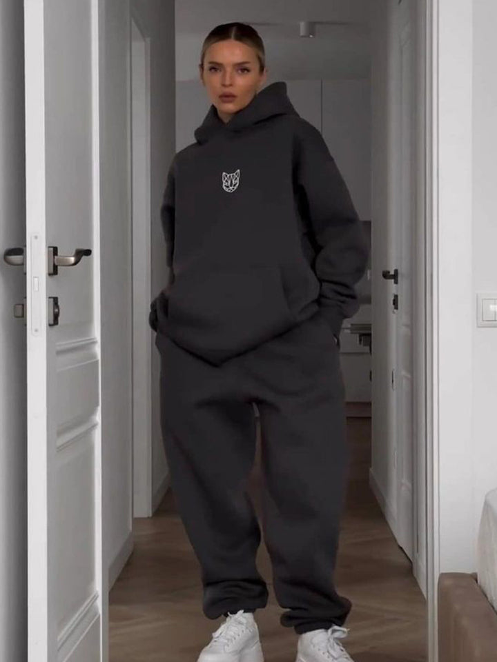 Dame Oversized Hoodie med Casual Joggingbukser Sæt Skovae