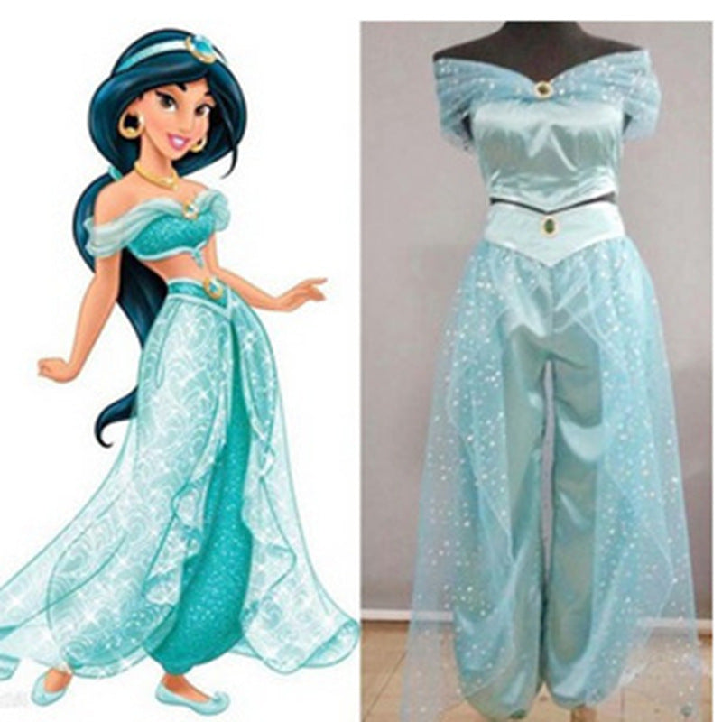 Dame kostume sæt med glitrende detaljer og off-shoulder design Skovae