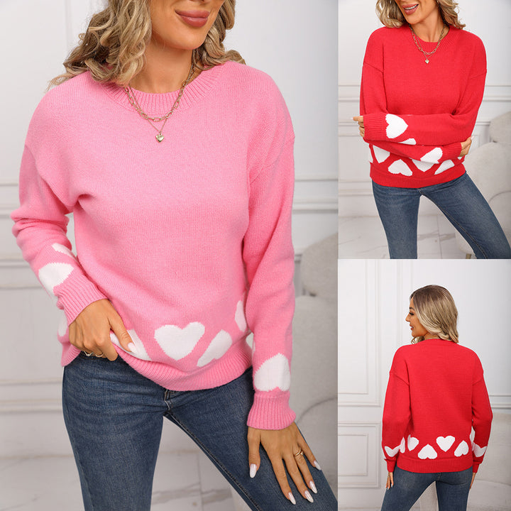 Damer fashionable sweater med hjerte design og blødt materiale Stilla