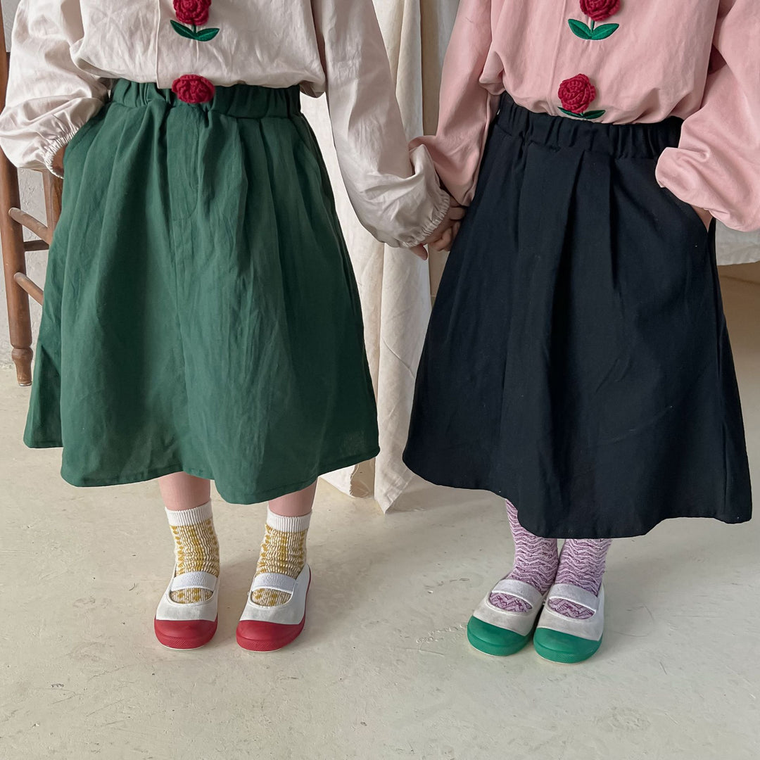 Pige A-linje Twill Nederdel med floral talje-detalje Stilla