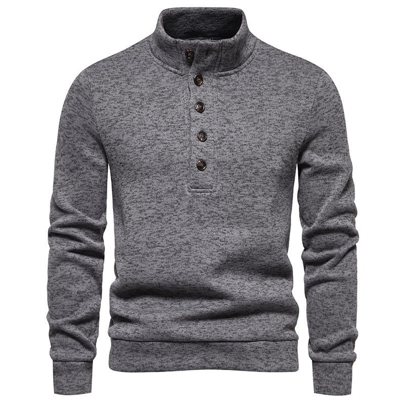 Herrer elegant pullover med halv lynlås og karakteristisk knapliste Stilla