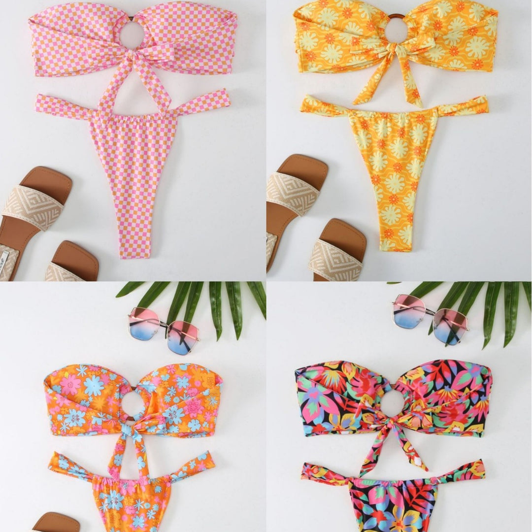 Dame bikini-sæt med legende cut-out og sløjfebind Stilla