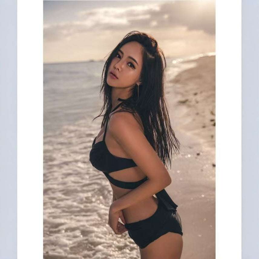 Dame elegant højskåret bikini med raffineret draperingseffekt Skovae