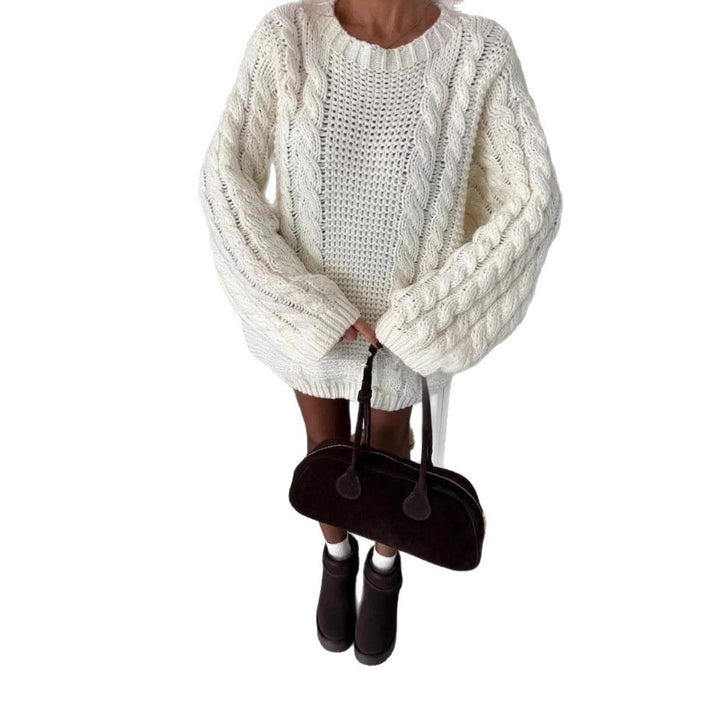 Kvinders strikkede pullover med chunky kabelmønster og oversized pasform Stilla