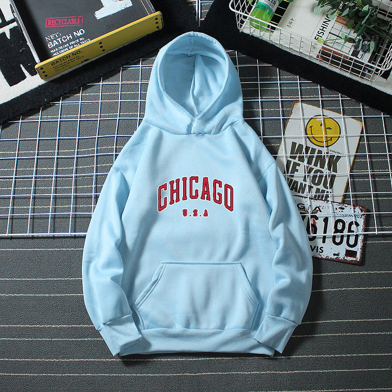 Dame hoodie med urban Chicago print Skovae