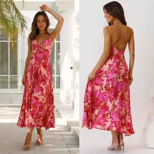 Damer floral-inspireret A-linje Midi-kjole Stilla