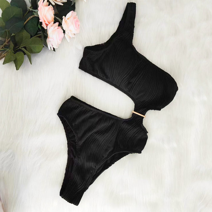 Femme Asymmetrisk Rib-Bikini-Sæt Stilla