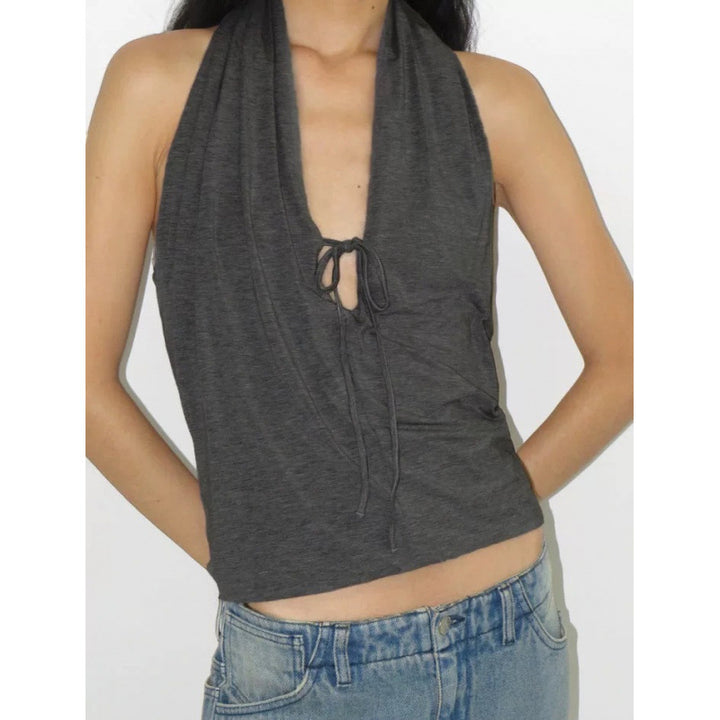 Dame Cropped Halterneck Top med justerbar snor Stilla