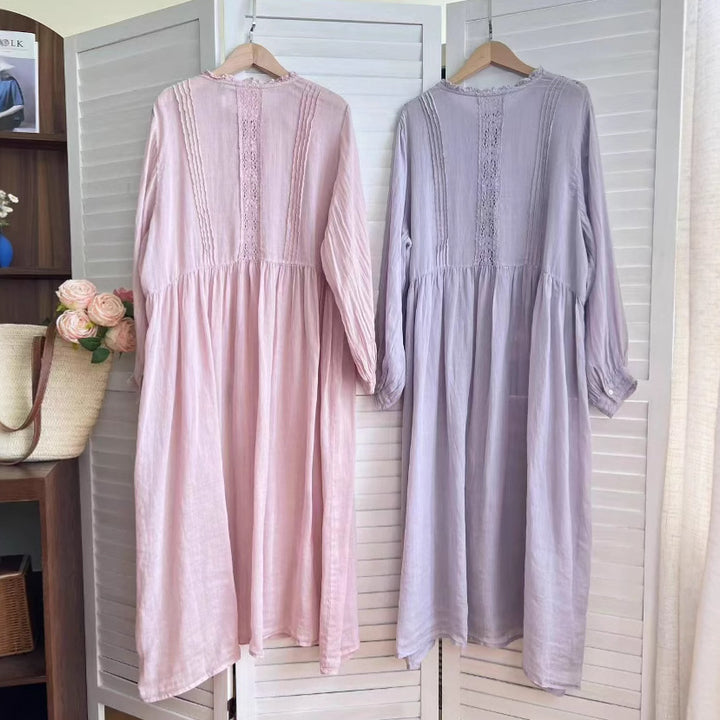 Femme Boho Maxi Kjole med kompliceret blonde Detalje Stilla