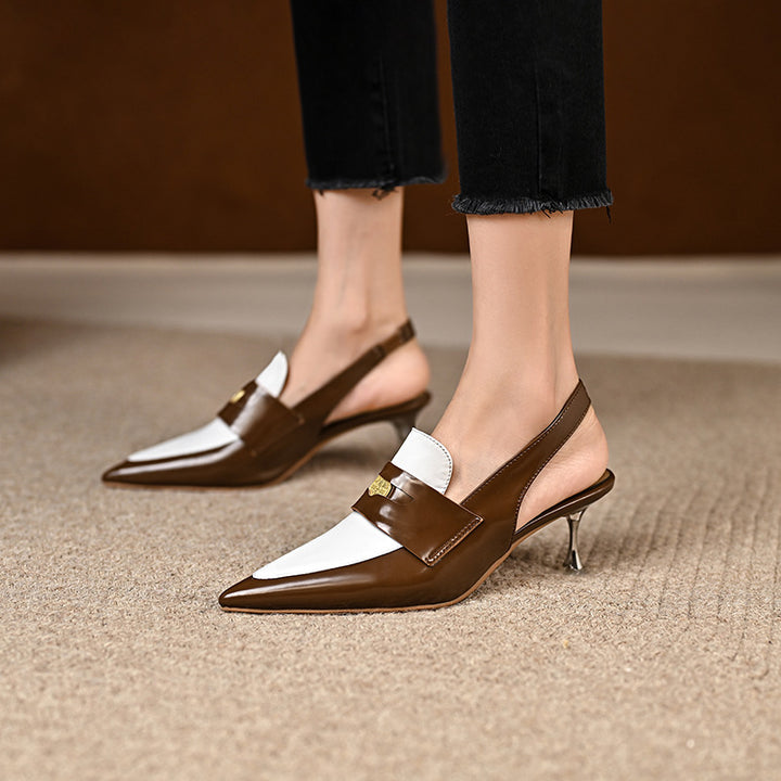 Femme Slingback Spidsesko med arkitektonisk hældesign Stilla