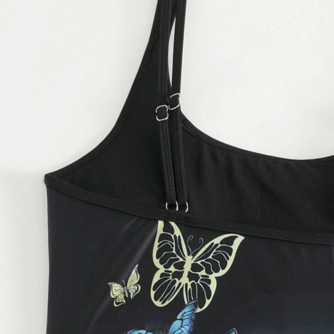Dame Tankini med sommerfuglemotiv og badeshorts Skovae