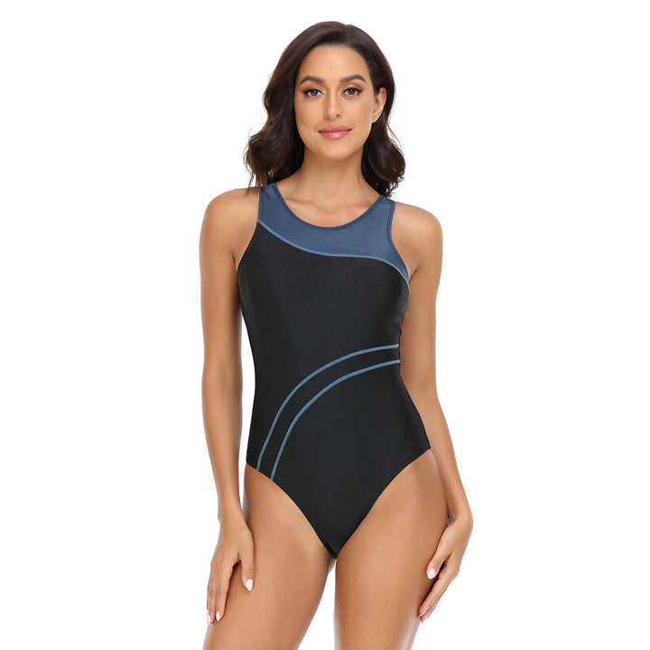 Dame Sporty One-Piece Swimsuit with Fashionable Color Contrast Skovae
