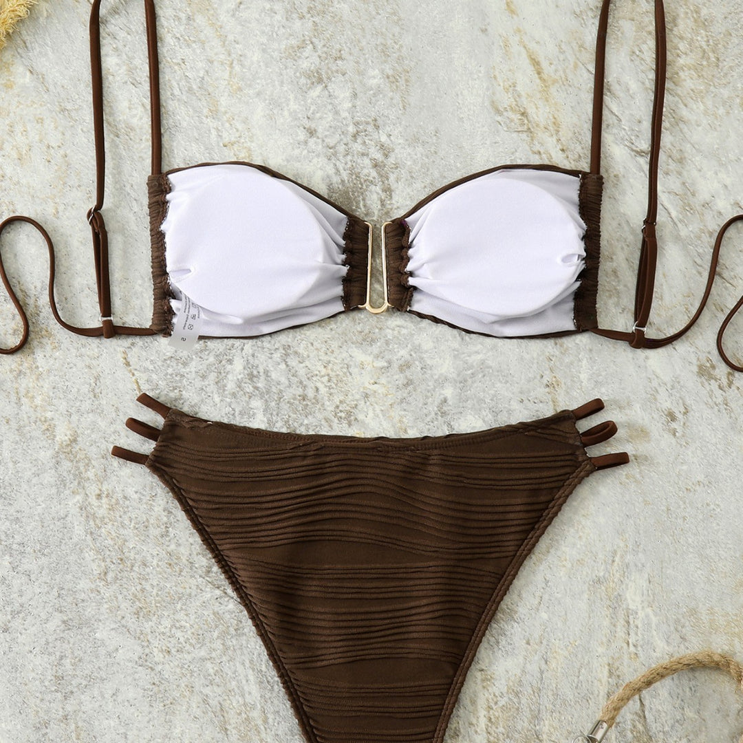 Dame Balkon-Bikini med raffineret flæsedesign og elegante stropper Skovae