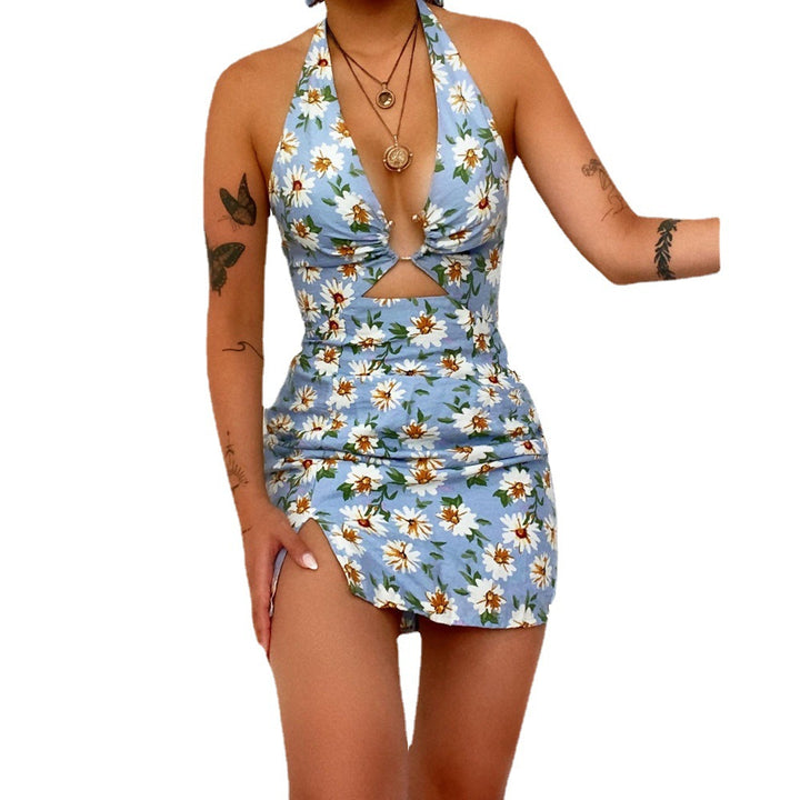 Kvinder strapless blomster mønster mini kjole Stilla