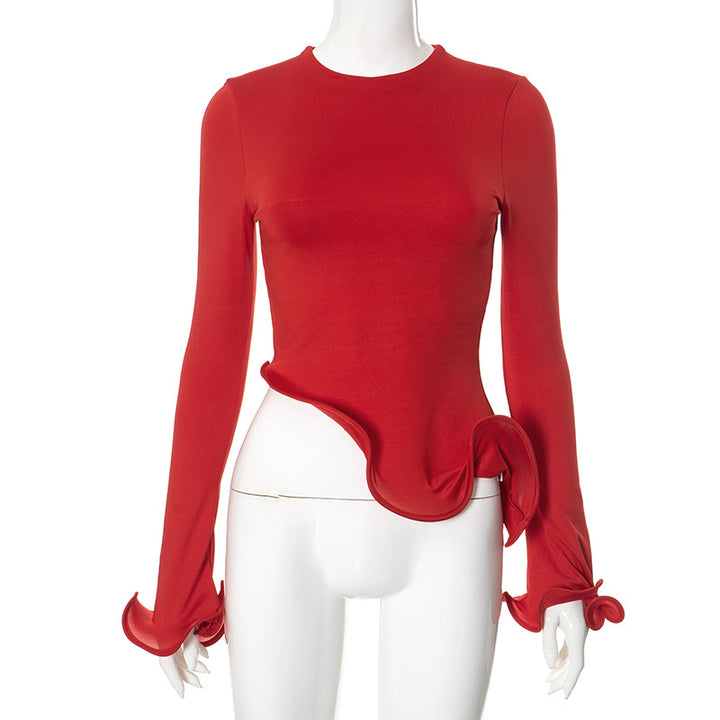 Femme Modern Langærmet top med unikt draperet design Stilla
